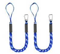 Bungee Dock Line Mooring Rope, 2-Pack 4-5.5ft, Boat Mooring Tool, Stretchable Shock Absorbing Cord, Anti-Sink Floats and Rustproof Buckle, for Kayak Canoe Pontoons for Jet Ski Marina Docking(Blue