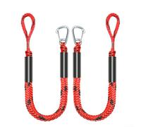 Bungee Dock Line Mooring Rope, 2-Pack 4-5.5ft, Boat Mooring Tool, Stretchable Shock Absorbing Cord, Anti-Sink Floats and Rustproof Buckle, for Kayak Canoe Pontoons for Jet Ski Marina Docking(red
