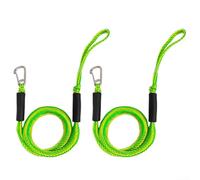 Bungee Dock Line Mooring Rope, 2-Pack 4-5.5ft, Boat Mooring Tool, Stretchable Shock Absorbing Cord, Anti-Sink Floats and Rustproof Buckle, for Kayak Canoe Pontoons for Jet Ski Marina Docking(green)