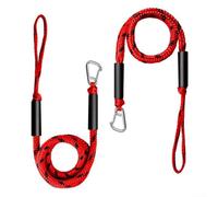 Bungee Dock Line Mooring Rope, 2-Pack 4-5.5ft, Boat Mooring Tool, Stretchable Shock Absorbing Cord, Anti-Sink Floats and Rustproof Buckle, for Kayak Canoe Pontoons for Jet Ski Marina Docking(red black