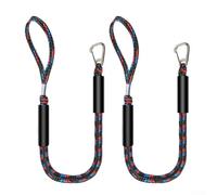 Bungee Dock Line Mooring Rope 4-5.5ft Elastic Boat Docking Cord with 316 Stainless Steel Buckles and Float Protection for Pontoon Jet Ski Marine(red black blue)