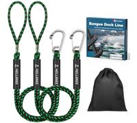 Bungee Dock Lines for Boats, 4.3 Feet Mooring Rop 10S Docking with 316 Stainless Steel Clip Boat Accessories for Boats, PWC, Kayak, SeaDoo,Jet Ski, Pontoon, Power Boat, Built in Snubber, 2Pack Green