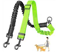 Bungee Dog Leash Extension Attachment for 2 Dogs，360° Swivel No Tangle Reflective Double Walking Training Leashes with Double Swivel Clips for Dog up to 100lbs