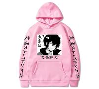 Bungo Stray Dogs Collection Hoodie - Dazai Osamu Co-Designed Graphic Print, Premium Cotton Blend for Urban Streetwear Essentials (Pink,XL)