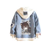 Bungo Stray Dogs Denim Jacket Hoodie Cute Anime Figures Dazai Osamu Nakajima Atsushi Hooded Jeans Jacket Men Women Fashion Casual Denim Coat