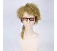 Bungo Stray Dogs Doppo Kunikida Wig Short Fluffy Straight Cosplay Wigs Light Brown Synthetic Hair Wig for Anime Party Ponytail One Size as the picture