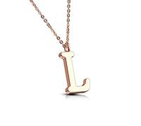 Bungsa® Alphabet Letter A-Z in Silver or Rose Gold Pendant Necklace Women's Necklace - Stainless Steel - for Women, Men and Women's Necklace - A B C D E F G H I J K L M N O P R S T U V W Z