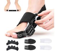 Bunion Corrector Big Toe Straightener, Upgrade Version with Adjustable Hallux Valgus Splint, 1 x Toe Separator Training Band, 4 x Silicone Toe Separators, 2 x Five-Hole Toe Separators for Day/Night