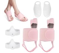 Bunion Corrector, Hallux Valgus Corrector, Pink Adjustable Bunion Splint, Toe Separators Silicone, Toe Protectors Silicone, 3 Piece Set Bunion Correction for Men and Women