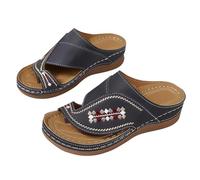 Bunion Corrector Sandals For Women Low Heel Wedge Sandals For Women Summer Beach Sliders Arch Support Casual Walking Slides Flexible Sole Ultra-Soft Slides Lightweight Comfy Sandal