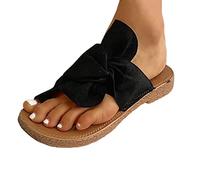 Bunion Sandals for Women, Ladies Casual Soft Big Toe Foot Correction Clip Toe Flip Flops Comfy Flat Sole Beach Walking Shoes(Size:38,Color:Black)