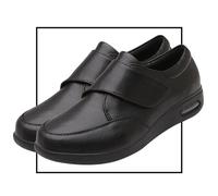 Bunion Shoes for Women Adjustable Closure Edema Shoes Leather Shoes Extra Comfort for Your Feet Added Durability Premium Quality Wide Fit Large Size (Color : Black, Size : 7.5 UK)