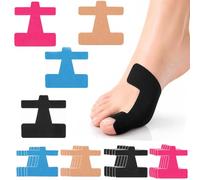 Bunion Tape, 24 Pcs, Beige Blue Black Pink, Pre-Cut Kinesiology Strips | Alignment Support, Breathable Latex-Free, Water-Resistant Strong Hold for Shoes & Sports