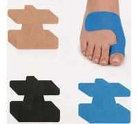 Bunion Tape, 24 Pcs, Beige Blue Black, Pre-Cut Kinesiology Strips | Alignment Support, Breathable Latex-Free, Water-Resistant Strong Hold for Shoes & Sports