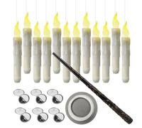 BUNIQ Flameless Floating Candle with, 12 LED Taper Candle Lights, Flameless Battery Operated Candles, Magic Hanging Candles for Decor Wedding Birthday Halloween Decorations