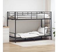 Bunk Bed Black Metal 90x200cm Kids Space-Saving with Safety Rails & Ladder Twin