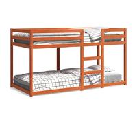 Bunk Bed Brown Solid Pine 75x190 cm Compact Twin Loft Frame with Guardrails [EEK: A]