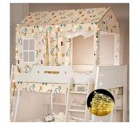 Bunk Bed Canopy Tent with Lights - Elegant Bed Netting for Girls, Stainless Steel Curtains, Perfect for Creating a Princess-Inspired Bedroom