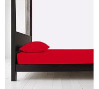 Bunk Bed Fitted Sheet 100% Egyptian Cotton 200 Thread Count 2ft 6'' (76cmX190cm) Hotel Quality Bedding Set (Red, Small Single Bed)