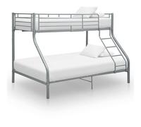 Bunk Bed Frame without Mattress Grey Metal 140x200 cm/90x200 cm
