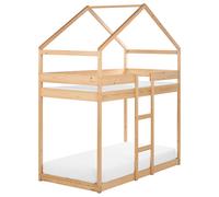 Beliani Bunk Bed House Pine Wood Labatut 90 X 200 Cm Eu Single Light Brown