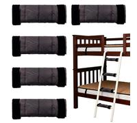 Bunk Bed Ladder Pads 4-Pack, 9.84x9.84 Inch Extra-Thick Soft Ladder Covers for Feet, Non-Slip Quilted Padding with Strong Fastener Straps, Professional Utility for Dorm & Kids' Room
