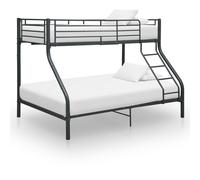 Bunk Bed Metal Black 90x200/140x200 Space-Saving Kids Twin+Double 152cm withRail