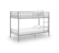Bunk Bed Metal Grey 90x200 Single Bunk with Guard Rails & Ladder 208x96x150cm UK