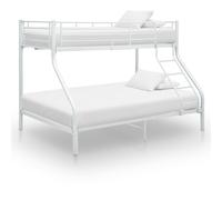 Bunk Bed Metal White 90x200/140x200 Space-Saving Kids' Bunkbed Ladder Guardrails