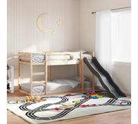Bunk bed solid pine 80x200 cm mid sleeper with grey slide & ladder natural kids