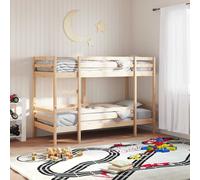 Bunk bed Solid pine natural 80x200 cm loft wooden space-saving ladder +guardrail