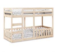 Bunk Bed Solid Pinewood Natural 90x190 cm Space-Saving Ladder Guardrails LowBed