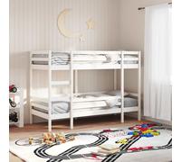 Bunk Bed White Solid Pine Wood 90x200 cm Space-Saving Ladder Guardrails Rustic.