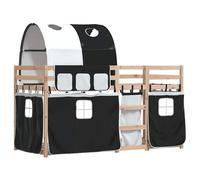 Bunk Bed with Curtains Frame White&Black 80x200 cm Solid Wood Pine vidaXL