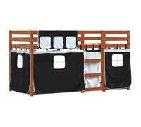 Bunk Bed with Curtains Frame White&Black 80x200 cm Solid Wood Pine vidaXL