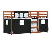 Bunk Bed with Curtains Frame White&Black 90x190 cm Solid Wood Pine vidaXL
