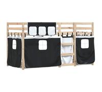 Bunk Bed with Curtains Frame White&Black 90x200 cm Solid Wood Pine vidaXL