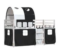 Bunk Bed with Curtains Kids Bed Frame Twin Sleeper Solid Wood Pine vidaXL