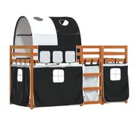 Bunk Bed with Curtains Kids Bed Frame Twin Sleeper Solid Wood Pine vidaXL