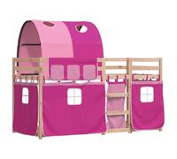 Bunk Bed with Curtains Kids Bed Frame Twin Sleeper Solid Wood Pine vidaXL