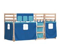 Bunk Bed with Curtains Kids Twin Sleeper Blue 80x200 cm Solid Wood Pine vidaXL