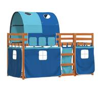 Bunk Bed with Curtains Kids Twin Sleeper Blue 80x200 cm Solid Wood Pine vidaXL