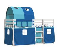 Bunk Bed with Curtains Kids Twin Sleeper Blue 90x190 cm Solid Wood Pine vidaXL