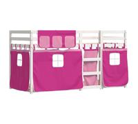 Bunk Bed with Curtains Kids Twin Sleeper Pink 80x200 cm Solid Wood Pine vidaXL