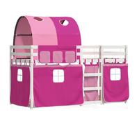 Bunk Bed with Curtains Kids Twin Sleeper Pink 80x200 cm Solid Wood Pine vidaXL
