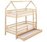 Bunk Bed with Drawers GIRGOLS Pine Wood Light Brown 90 x 200 cm (EU Single) with Storage