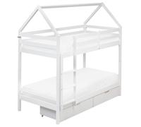 Bunk Bed with Drawers House Pine Wood TERNAS 90 x 200 cm (EU Single) with Storage White