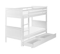 Beliani Bunk Bed With Drawers Pine Wood Albon 90 X 200 Cm Eu Single White, White