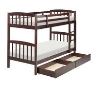Bunk Bed with Drawers REVIN Pine Wood Dark Brown 90 x 200 cm (EU Single)