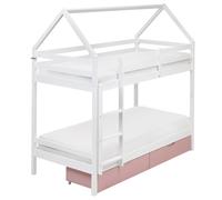 Bunk Bed with Drawers TERNAS Pine Wood Pink 90 x 200 cm (EU Single)